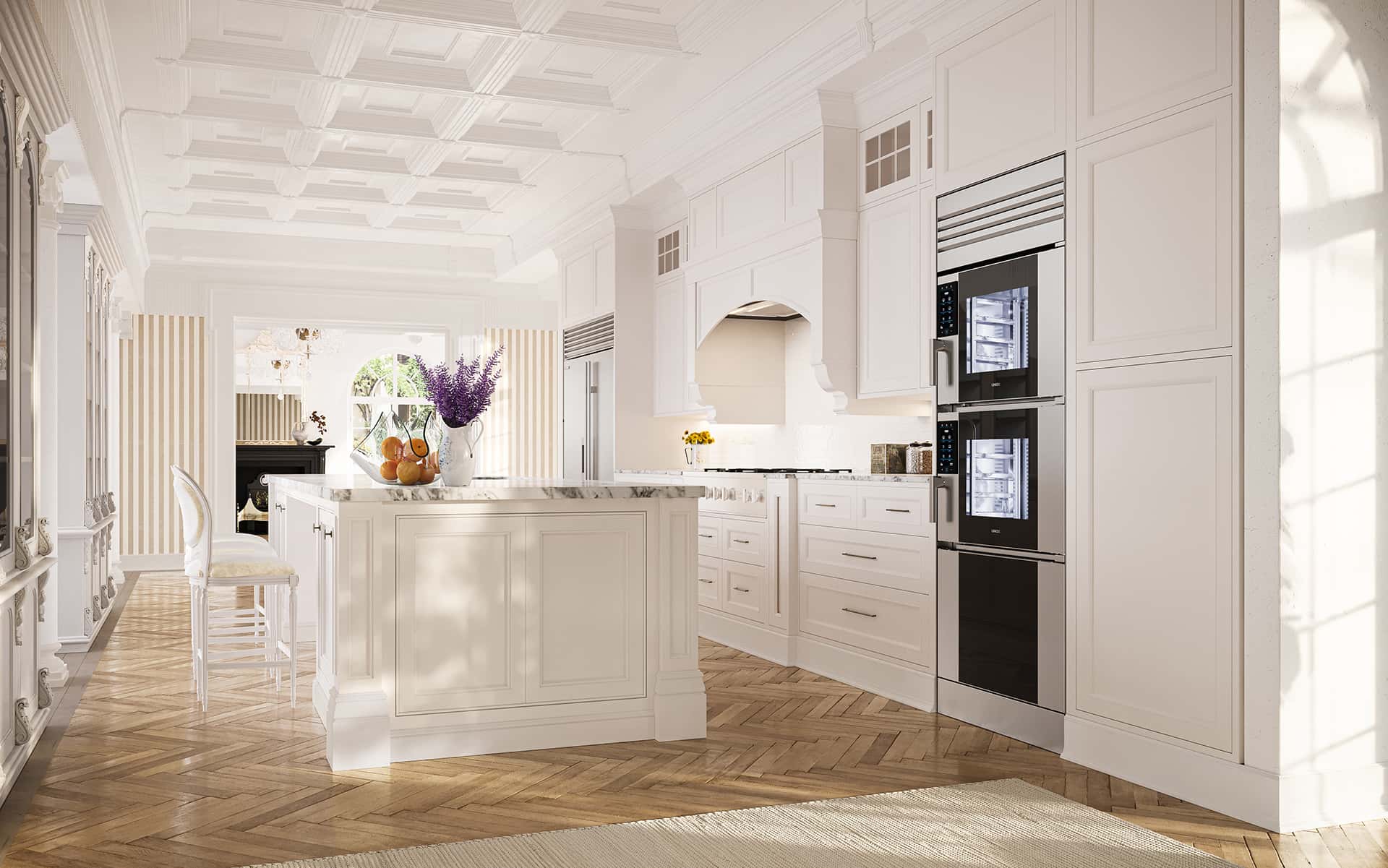 British cottage in Cotswolds with country kitchen featuring Unox Casa's built-in oven