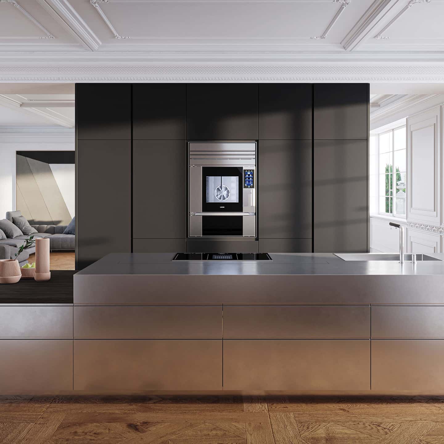 Elegant kitchen in Paris with Unox Casa's smart oven SuperOven Model 1S