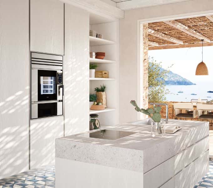 Unox Casa Model 1S iconic design in a white kitchen in Taormina