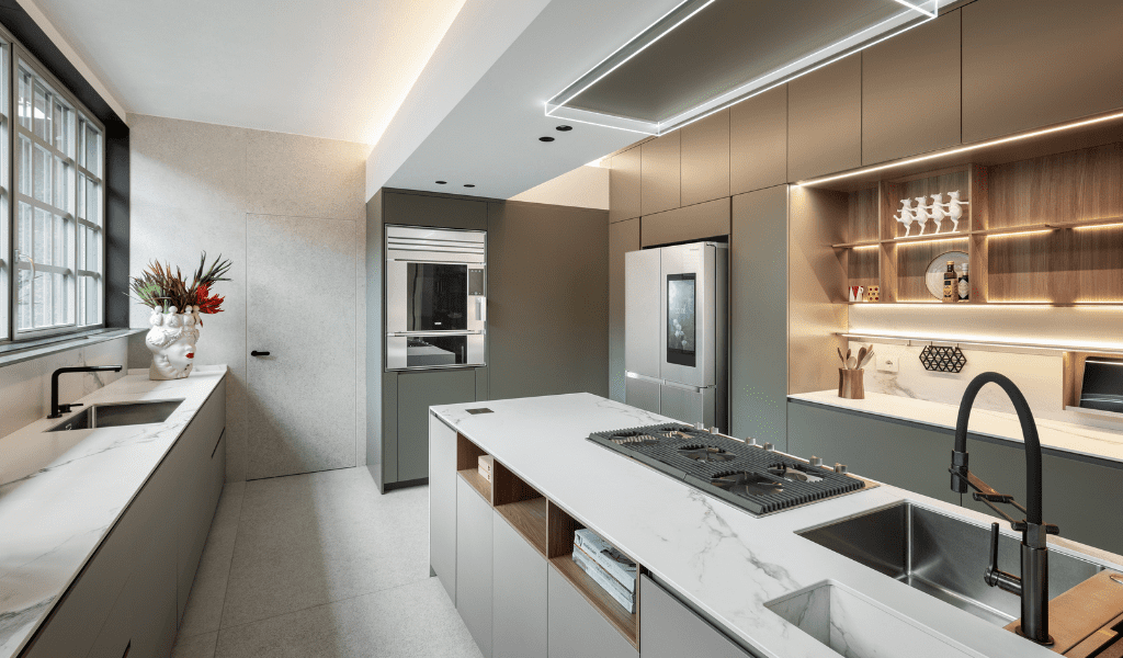 Model 1S di Unox Casa inserito nella cucina contemporanea di un loft milanese